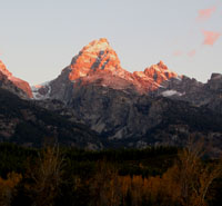 grand teton mountain at sunrise photo